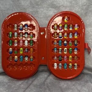 Vintage Mighty Beanz Case With 54 Beans 14" Red Case Holds 61